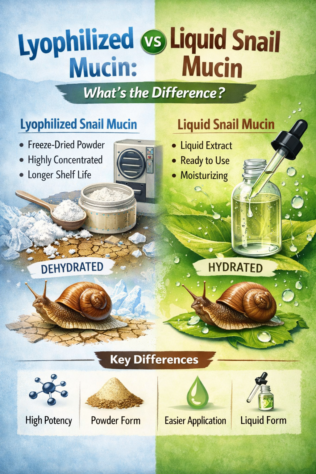 Lyophilized Snail mucin vs Liquid Snail Mucin Lyophilized vs Liquid Snail Mucin: What’s the Difference?