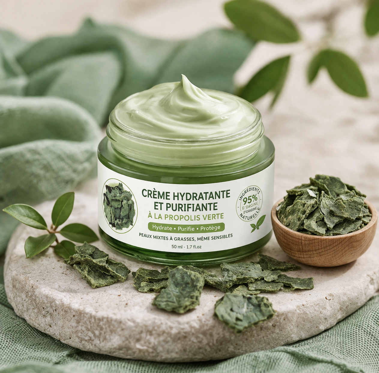 Crème hydratante et purifiante naturelle